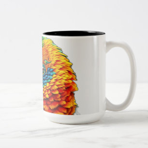 Caneca De Café Em Dois Tons Padrão Caleidoscópico Vibrante