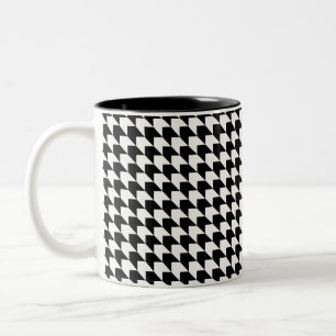 Caneca De Café Em Dois Tons Padrão clássico de houndstooth preto
