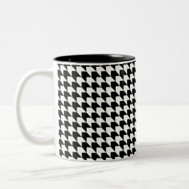 Caneca De Café Em Dois Tons Padrão clássico xadrez preto