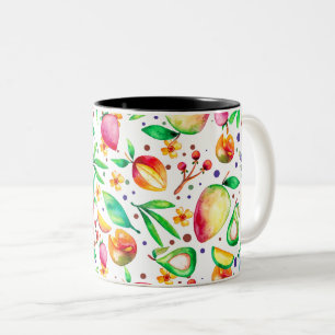 Caneca De Café Em Dois Tons Padrão colorido das frutas de Verão