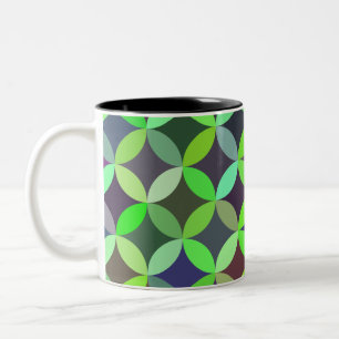Caneca De Café Em Dois Tons Padrão Colorido de Inclinação da Estrela no Círcul