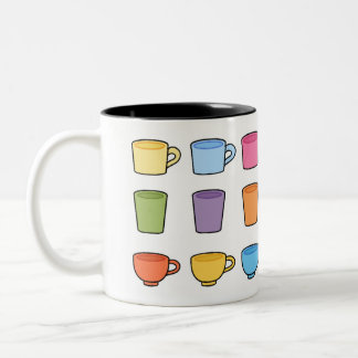 Caneca De Café Em Dois Tons Padrão Colorido de Taça e Mug | Des de sopro de ca