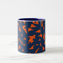 Caneca De Café Em Dois Tons Padrão Confete Terrazzo da Moda - Azul Naval e B