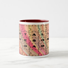 Caneca De Café Em Dois Tons Padrão Cor de Texto Rosa/Castanho do Quebra-cabeça