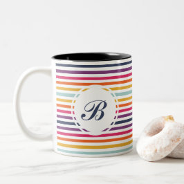 Caneca De Café Em Dois Tons Padrão Cortado Colorido Bonito