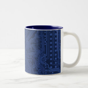 Caneca De Café Em Dois Tons Padrão da placa-mãe do Geek azul