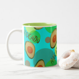 Caneca De Café Em Dois Tons Padrão de abacate fresco e divertido