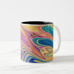 Caneca De Café Em Dois Tons Padrão de abstrato colorida