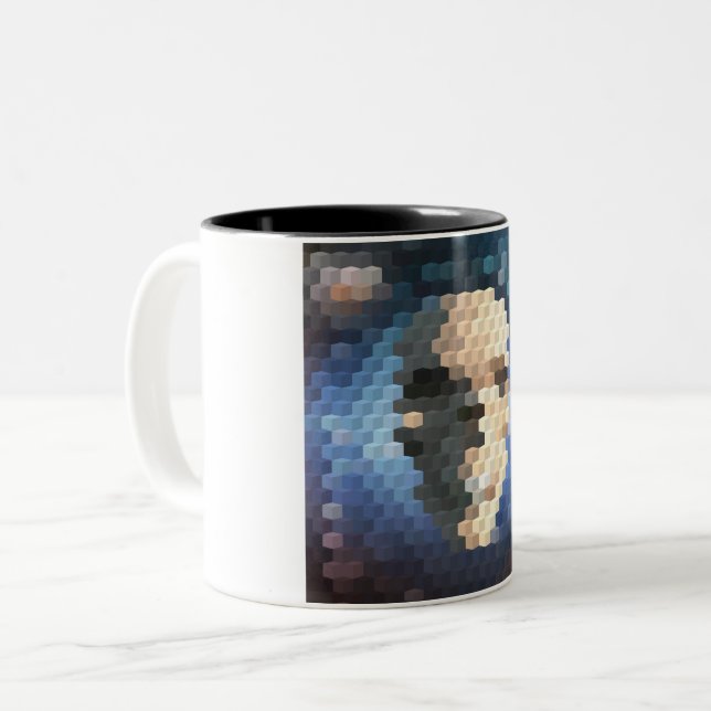 Caneca De Café Em Dois Tons Padrão de abstrato de crânio (Frente Esquerda)