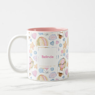 Caneca De Café Em Dois Tons Padrão de Aquarela Caprichosa de Balão de Ar Quent