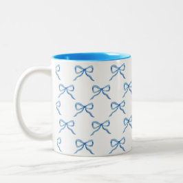 Caneca De Café Em Dois Tons Padrão de Arco de Aquarela Azul