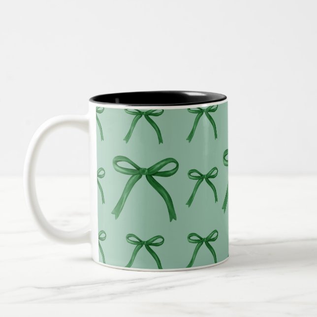 Caneca De Café Em Dois Tons Padrão de arco verde elegante e bonito (Esquerda)