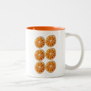 Caneca De Café Em Dois Tons Padrão de arte em aquarela de laranja suculenta em