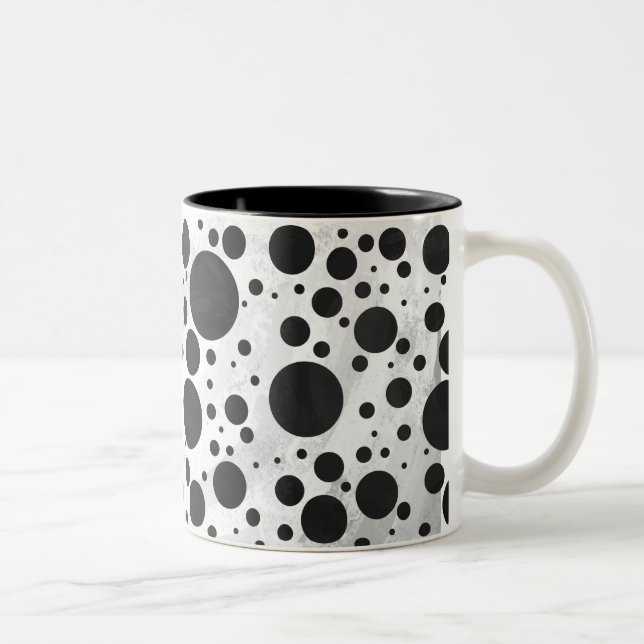 Caneca De Café Em Dois Tons Padrão de Bolinhas Negra Kohl (Direita)