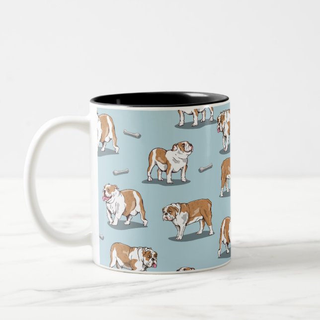 Caneca De Café Em Dois Tons Padrão de buldogue inglês (Esquerda)