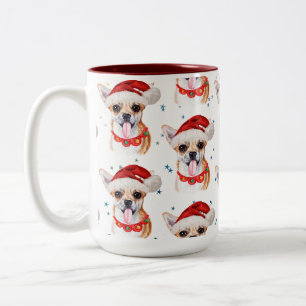 Caneca De Café Em Dois Tons Padrão de Cachorro Aquarela da Raça Chihuahua Nata