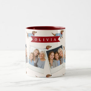 Caneca De Café Em Dois Tons Padrão de Cachorro Personalizado Préppy Fofo de Da