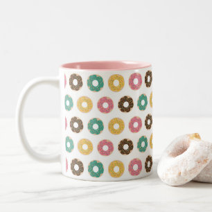 Caneca De Café Em Dois Tons Padrão de Café e Donut 