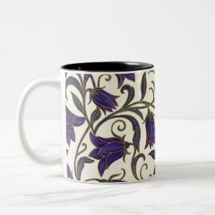 Caneca De Café Em Dois Tons Padrão de Campainha de Flor Silvestre