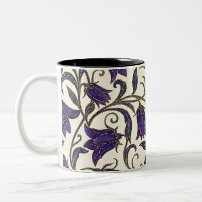 Caneca De Café Em Dois Tons Padrão de Campainha de Flor Silvestre (Esquerda)