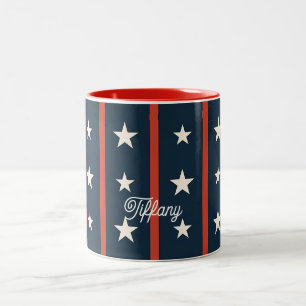 Caneca De Café Em Dois Tons Padrão de Campo de Estrelas Minimalista EUA Luxo