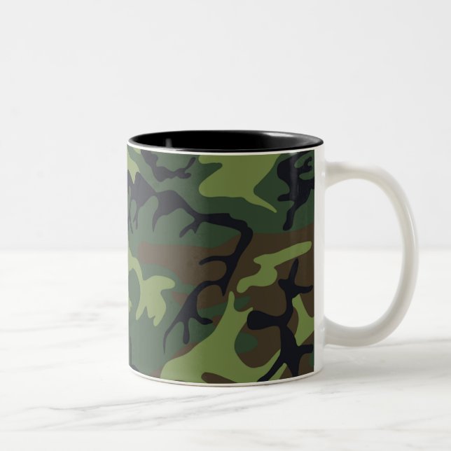 Caneca De Café Em Dois Tons Padrão de Camuflagem Verde (Direita)