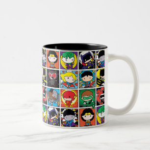 Caneca De Café Em Dois Tons Padrão de Caractere da Liga da Justiça de Chibi