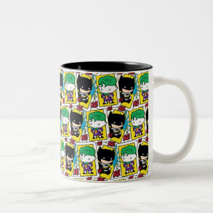 Caneca De Café Em Dois Tons Padrão de Cartão de Reprodução de Chibi Joker e Ba