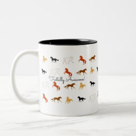 Caneca De Café Em Dois Tons Padrão de Cavalo Simples com Personalização de Nom