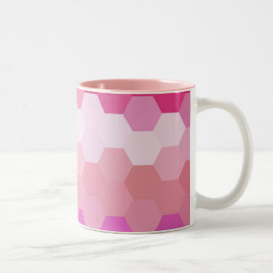 Caneca De Café Em Dois Tons Padrão de Chevron do Hexágono Cor-de-Rosa