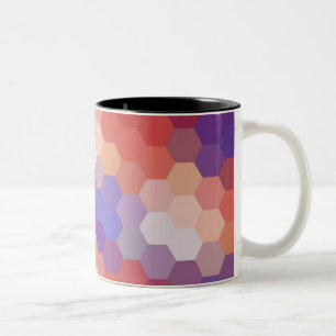 Caneca De Café Em Dois Tons Padrão de Chevron do Rainbow Hexagon 3