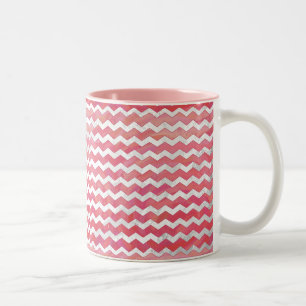 Caneca De Café Em Dois Tons Padrão de Chevron do Salmão Swirl