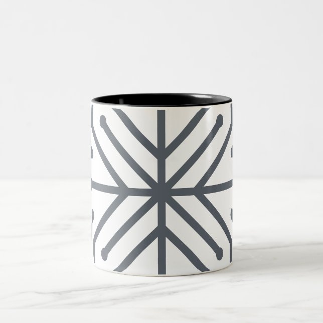 Caneca De Café Em Dois Tons Padrão de Circuito Tech Geométrico Art Deco Modern (Centro)