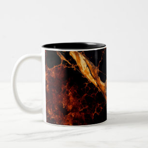 Caneca De Café Em Dois Tons Padrão de cobre, preto, Dourado e granito vermelho