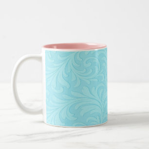 Caneca De Café Em Dois Tons padrão de colheita azul-manteiga