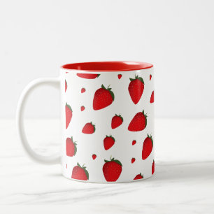 Caneca De Café Em Dois Tons Padrão de Comida de Fruta Vermelha de Morango