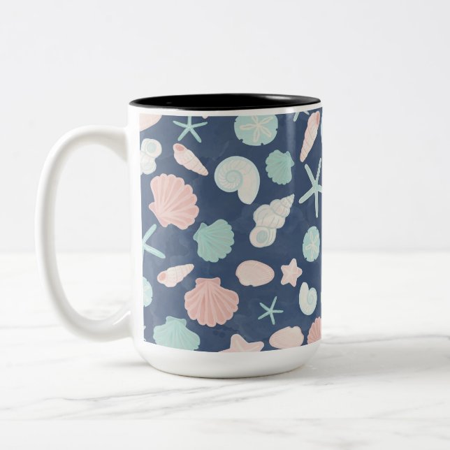 Caneca De Café Em Dois Tons padrão de conchas (Esquerda)