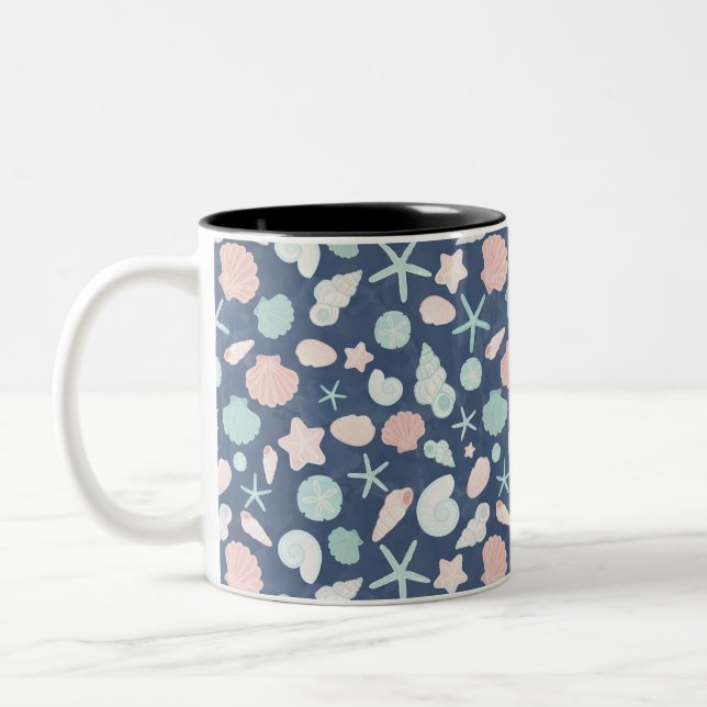 Caneca De Café Em Dois Tons padrão de conchas (Esquerda)