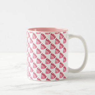 Caneca De Café Em Dois Tons Padrão de Coração de Amor