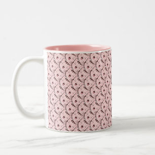 Caneca De Café Em Dois Tons Padrão de desenho animado de rosto de gato rosa fo