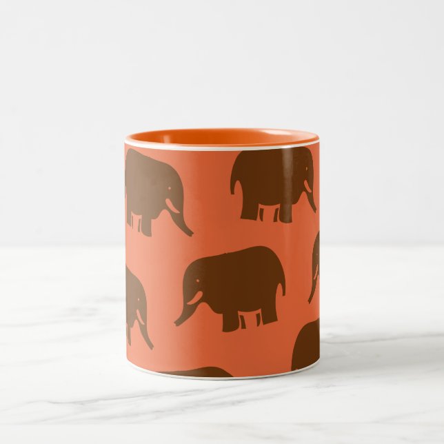 Caneca De Café Em Dois Tons Padrão de Elefante Indiano (Centro)