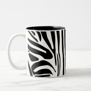 Caneca De Café Em Dois Tons Padrão de Estampa de Zebra Preta e Branca em Negri