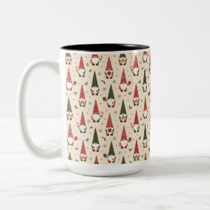 Caneca De Café Em Dois Tons Padrão de festa de Gnome de Natal