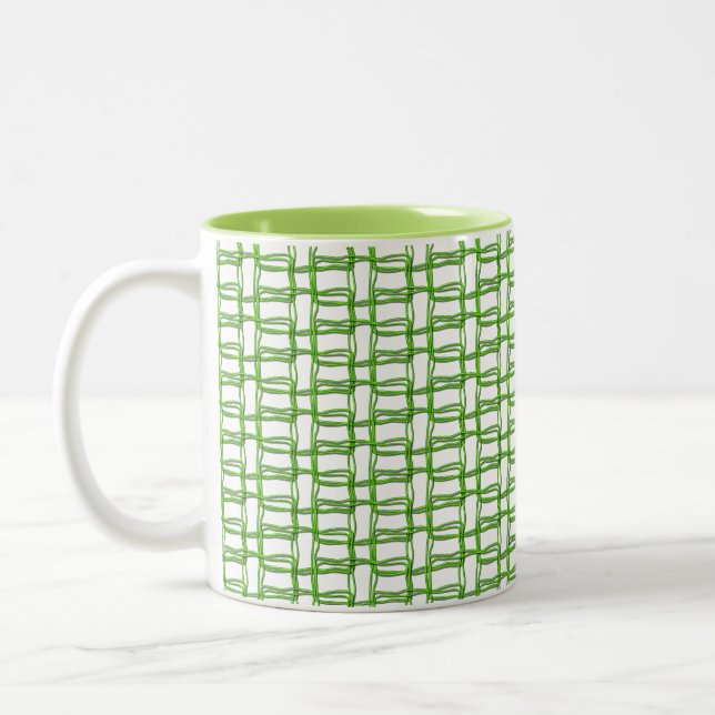 Caneca De Café Em Dois Tons Padrão de fio verde (Esquerda)
