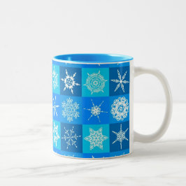 Caneca De Café Em Dois Tons Padrão de Flocos de Neve Azul