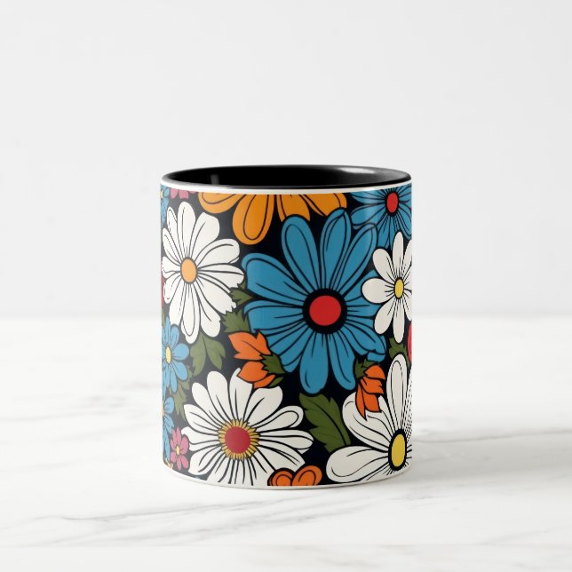 Caneca De Café Em Dois Tons Padrão de flor de margarida (Centro)