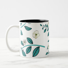 Caneca De Café Em Dois Tons Padrão de Flor Invisível