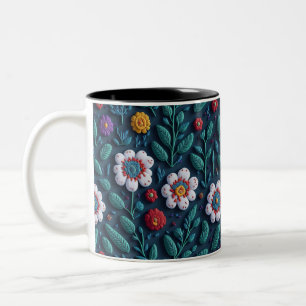 Caneca De Café Em Dois Tons padrão de flores