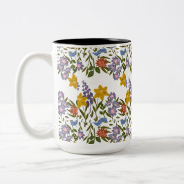 Caneca De Café Em Dois Tons padrão de flores