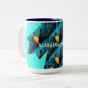 Caneca De Café Em Dois Tons Padrão de Folha de Palma Verde